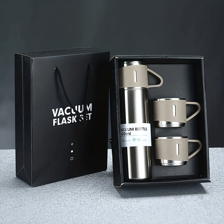 500ml Stainless Steel Insulated Water Cup Set - Premium, Leakproof & Portable Tumbler with 2 Lids for Travel, Outdoor Adventures & Driving - Keeps Drinks Hot or Cold - Total Trends Fusion