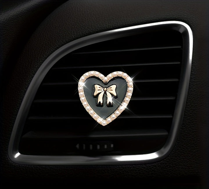 2pcs Love Heart Shaped Car Air Outlet Aromatherapy Diffuser Clips, Car Air Conditioner Decoration Clips, Car Interior Decoration Accessories