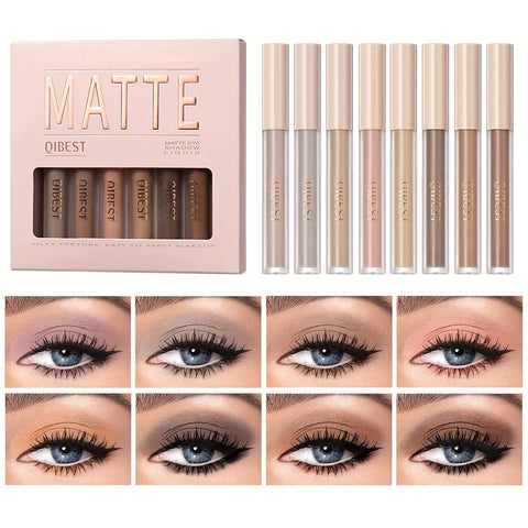 "8-Color Waterproof Liquid Eyeshadow Set | Fast-Drying & Long-Lasting Makeup"