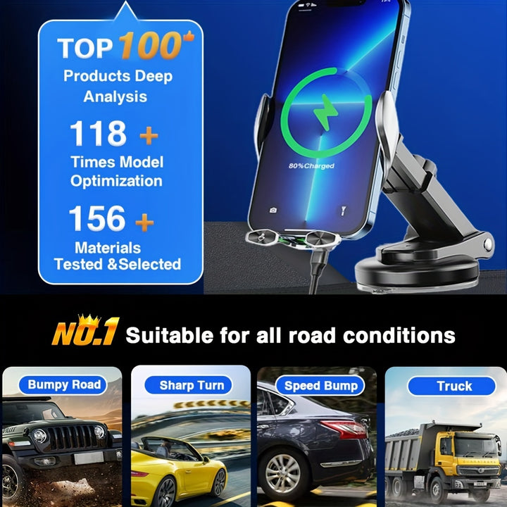 YITUMU Wireless Car Charger, 15W Fast Charging Automatic Clamping Dashboard Air Outlet Car Phone Holder, Suitable for iPhone 14 13 12 11 Pro Max Xs, Suitable for Samsung Galaxy S21 S20, S10+ S9+ Note 9, etc... - Total Trends Fusion