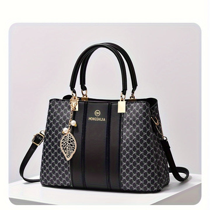 Fashionable texture and versatile large capacity printed letter handbag