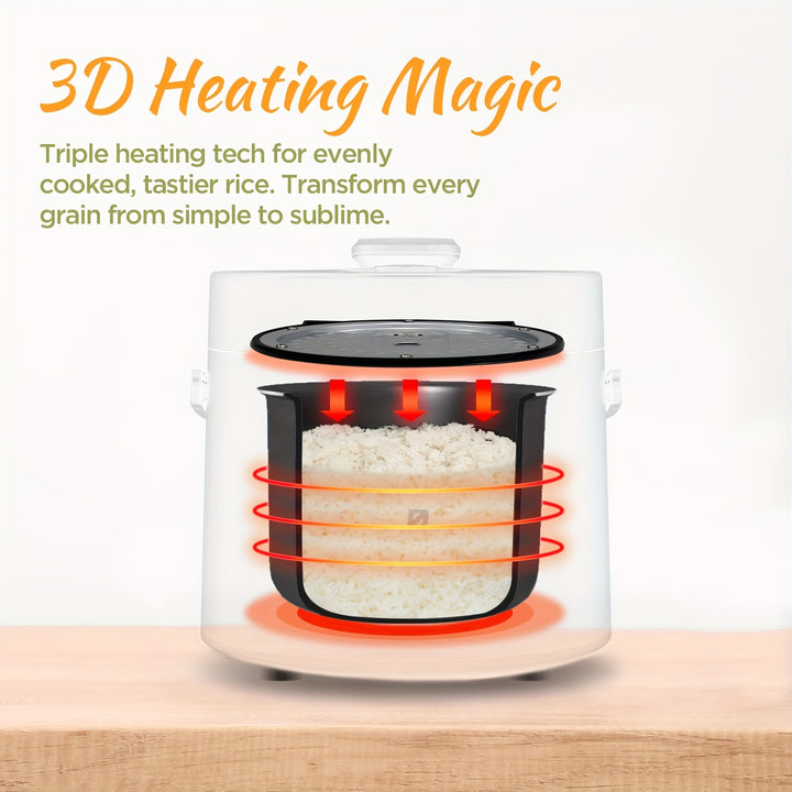 MOOSUM Multi Mini Rice Cooker 2-cups Uncooked (1.2L), Portable Small Japanese Travel Rice Cooker with Non-Stick Inner Pot, Slow Cooker, Easy Presets, 24 Hours Timer Delay & Keep Warm Function - Total Trends Fusion