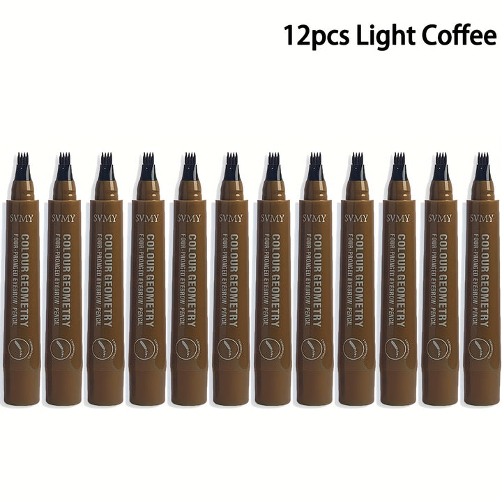 12pcs Quad Eyebrow Pen Set Waterproof Eyebrow Pen, Durable and Colorless, Exquisite Eyebrow Shape - Total Trends Fusion