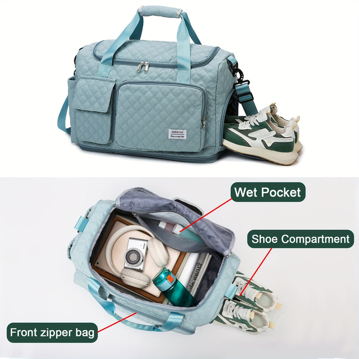 Weekender Travel Bag for Women with Shoe Compartment, Waterproof Extendable Travel Duffle Bag, Overnight Gym Tote Bag, Carry On Bag with Toiletry Bag - Total Trends Fusion