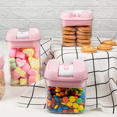 Pink Airtight Food Storage Container Set-10 Piece BPA Free Clear Plastic Cereal Canisters with Easy Lock Lids-Kitchen & Pantry Organization Containers for Sugar, Flour, Cereal, Labels & Marker (SC001, SC002, SC003, SC004) - Total Trends Fusion