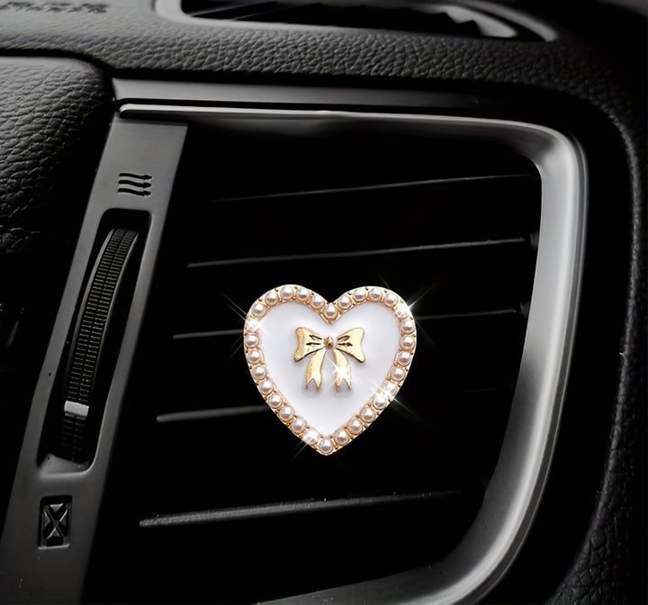 2pcs Love Heart Shaped Car Air Outlet Aromatherapy Diffuser Clips, Car Air Conditioner Decoration Clips, Car Interior Decoration Accessories