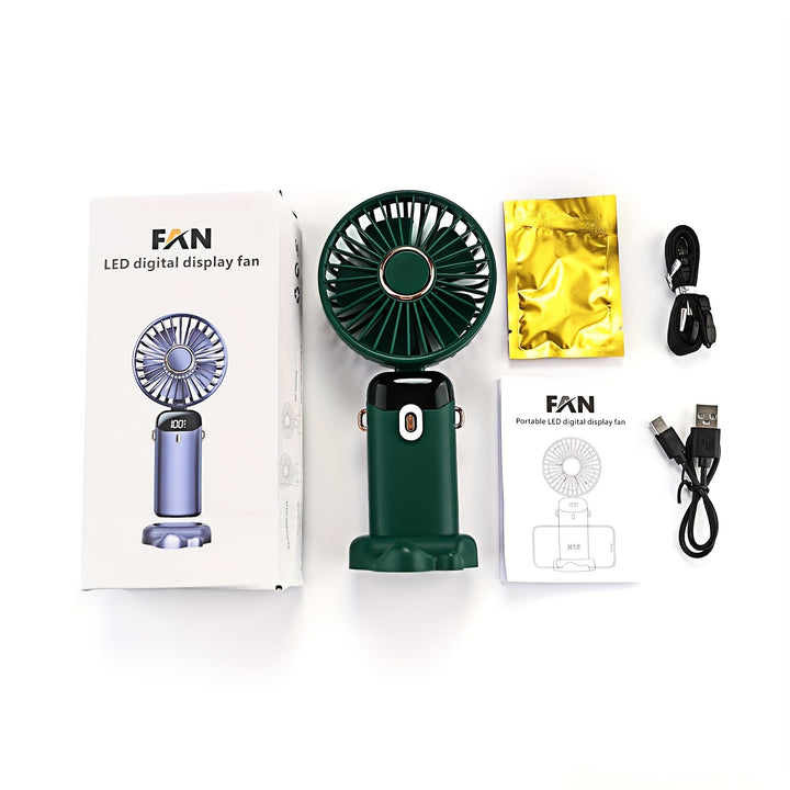 Portable Mini Handheld Fan - 5000mAh USB Rechargeable, Touch Control, 5-Speed Foldable Fan, LED Display, For Home, Office, Outdoor Hand Held/Desk/Neck Fan 3 In 1 Mini Fan With Base