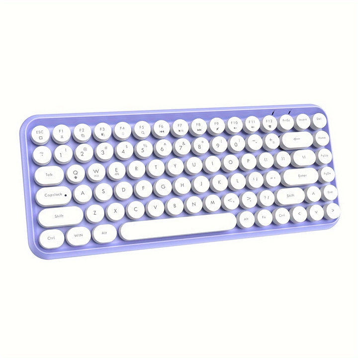 ZIYOU LANG Wireless BT Keyboard, Mini Portable 84-Key Typewriter Retro Round Keycaps Keyboard, Compatible With Android, Windows, PC, Tablet-Dark, Perfer For Home And Office Keyboards(Pink) - Total Trends Fusion