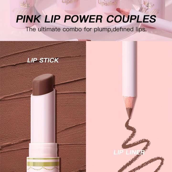 Ushas, 1Set, Long-Lasting Matte Nude Lipsticks With Lip Liner - Waterproof, 12 Shades, Makeup Essentials For Daily Wear, All Skin Types - Long-Lasting, Hydrating, And Nourishing Lip Care For Women - Total Trends Fusion