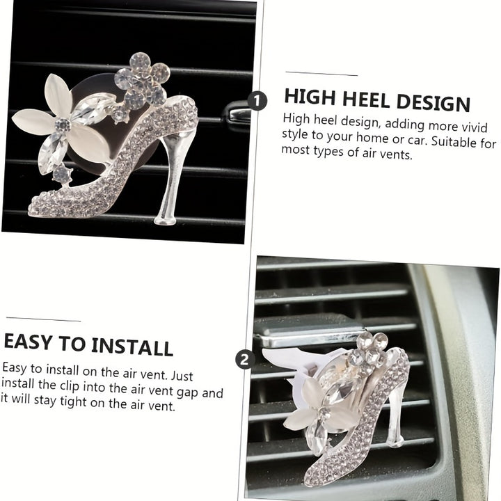 Bling High Heel Car Vent Clip - Crystal & Rhinestone Fashion Shoe Decor with Scented Gel Pad, Cute Auto Interior Accessory - Total Trends Fusion