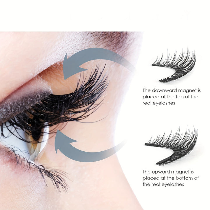 8 Pairs Reusable Dual Magnetic Eyelashes Kit, No Glue 3D False Eyelashes with Applicator, Waterproof, Easy to Wear, Natural Looking - Total Trends Fusion