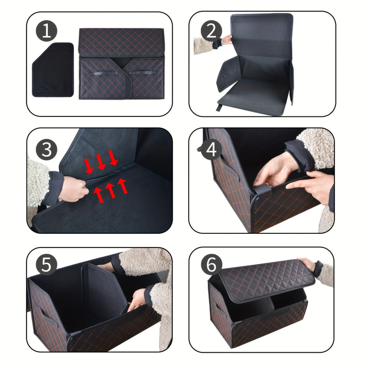 Car Trunk Organizer Box Storage Box, Car Storage Box Multiuse Tools Storage Bag, Multi Compartment Collapsible Trunk Storage Box For Car Truck SUV