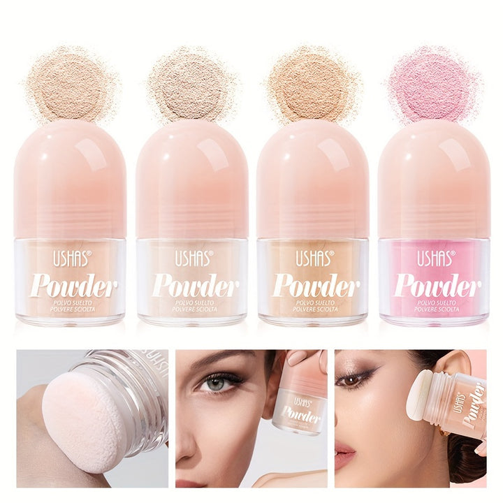 Ushas Long-Lasting Loose Powder With Mushroom Head - Oil Control, Whitening, Waterproof & Sweatproof - Total Trends Fusion