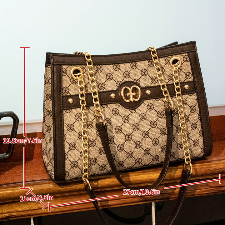 Retro Printed Shoulder Bag, Women's Chain Handbag, Classic Luxury Crossbody Bag - Total Trends Fusion