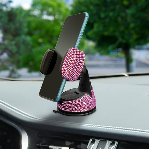 Car Phone Holder, 360 Degree Adjustable Crystal Car Dashboard Vent Mobile Phone Holder For Glass Dashboard Universal Car Phone Holder Diamond Sucker Car Suction Cup Navigation Stand - Total Trends Fusion