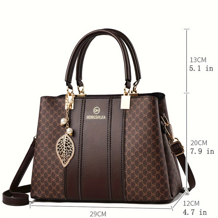 Fashionable texture and versatile large capacity printed letter handbag