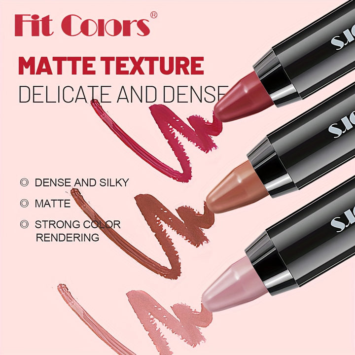 2Pcs Velvet Lipstick Pen Set, Nude Matte Lip Liner Crayon Pencil, 24 Hour Long Lasting Waterproof Lipstick, Twist-up Lip Color, Moisturizing Lipstick, Lip Makeup Graduation Gift For Women Girls - Total Trends Fusion