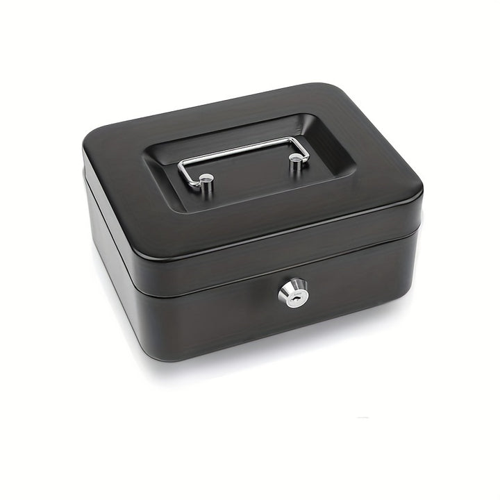 1pc Metal Cash Storage With Key Lock, Secure Metal Key-Lock Storage Box With Top Handle Holder, Adult Piggy Bank, Coin Saver, Cash Register For Daily Office Use - Total Trends Fusion