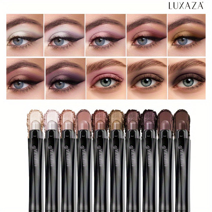 LUXAZA 10PCS Eyeshadow Stick, Shimmer And Matte Neutral Brown Eye Shadow Sticks Pencil Crayon, Eye Brightener Stick With Crease-proof Formula, Waterproof &amp; Long Lasting - Total Trends Fusion