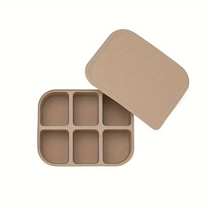 6-Compartment Silicone Food Storage Container With Lid - Bpa Free, Dishwasher Safe, Perfect For Fruits & Vegetables, Ice Cube Tray Included - Total Trends Fusion