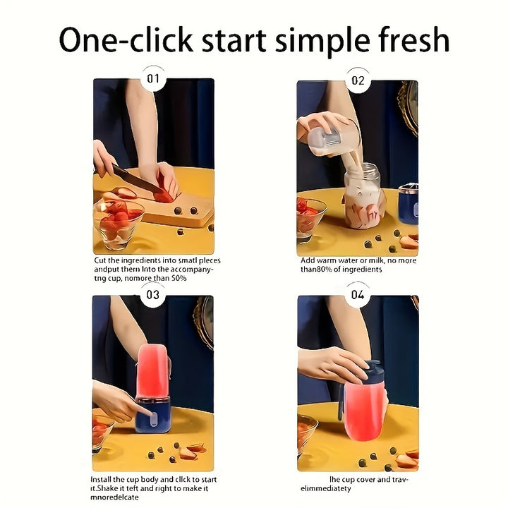 A set of 13.4OZ dual cup portable small rechargeable juice cups for home customization and multifunctional juice cups - Total Trends Fusion