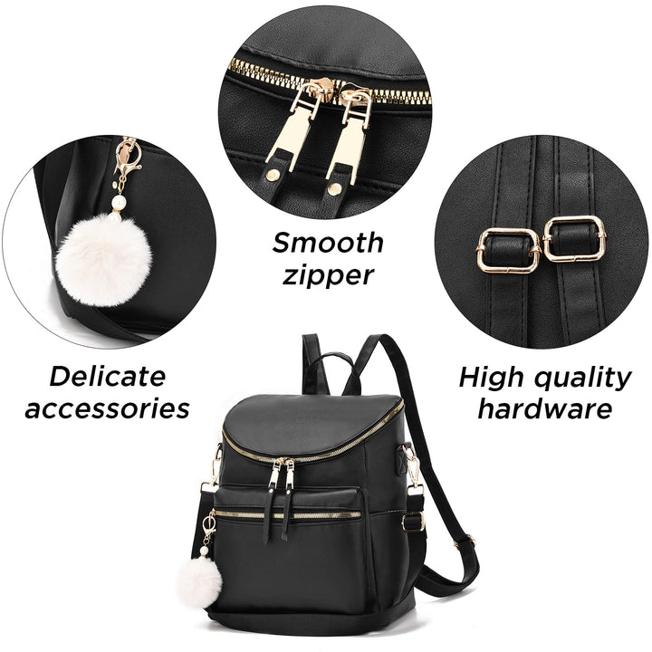 Women Fashion Backpack Purse Large Designer Travel Bag Ladies Shoulder Bags with Pompom, Backpack for College Work - Total Trends Fusion