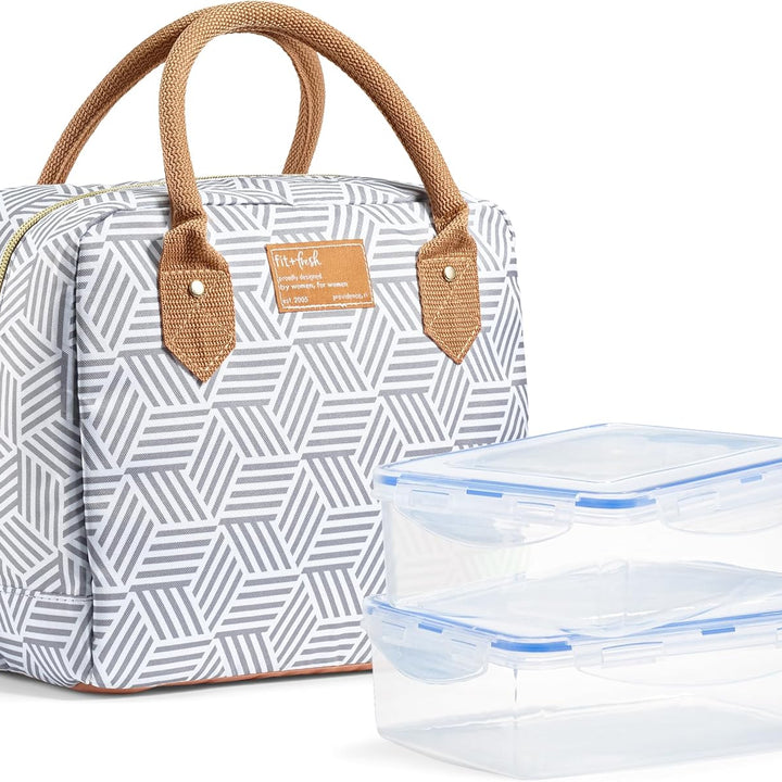 Lunch Bag for Women, Insulated Womens Lunch Bag for Work, Leakproof & Stain-Resistant Large Lunch Box for Women with Containers, Zipper Closure Bloomington Lunch Bag, Lavender Scallop
