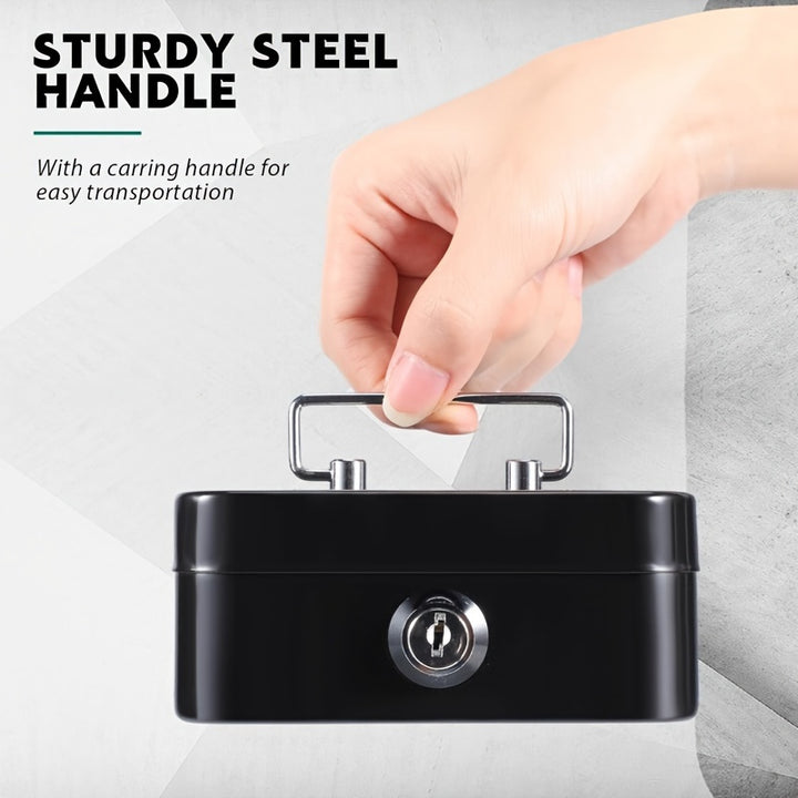 1pc Metal Cash Storage With Key Lock, Secure Metal Key-Lock Storage Box With Top Handle Holder, Adult Piggy Bank, Coin Saver, Cash Register For Daily Office Use - Total Trends Fusion