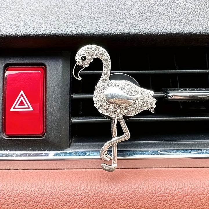 Flamingo Rhinestone Car Air Freshener Clip - Cute Aromatherapy Vent Diffuser For Vehicle Interior Decor Cute Car Air Freshener Car Fragrance Air Freshener - Total Trends Fusion