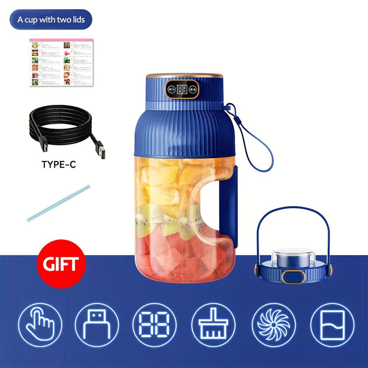 Portable Juicer Blender Cup 40.5oz/1200ml, One Cup And Two Lids (drink Lid And Juicer Lid), Super Large Capacity, Free Silicone Straw And TYPE-C Charging Cable - Total Trends Fusion