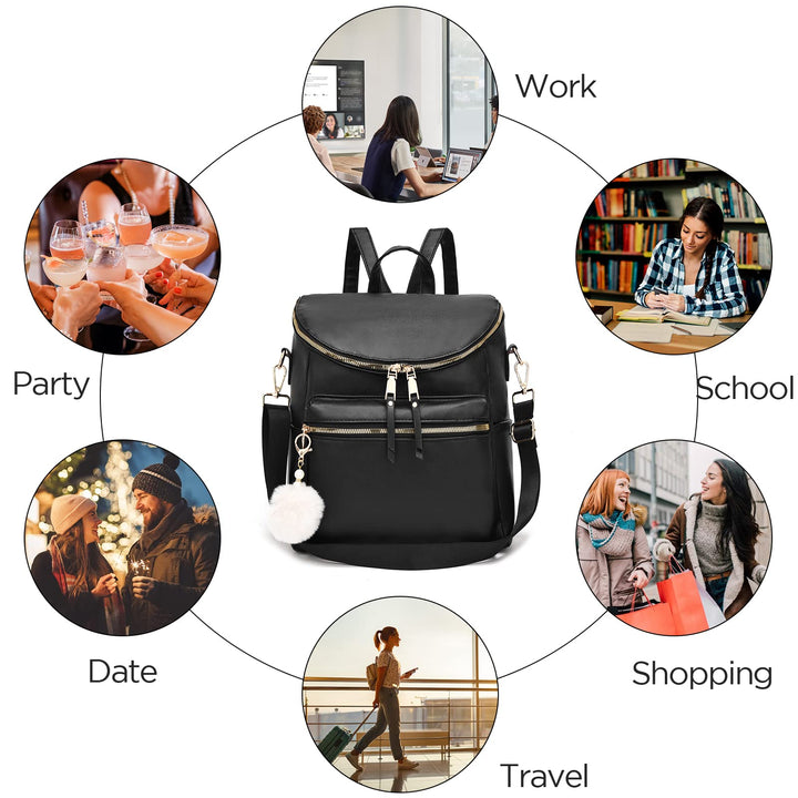 Women Fashion Backpack Purse Large Designer Travel Bag Ladies Shoulder Bags with Pompom, Backpack for College Work