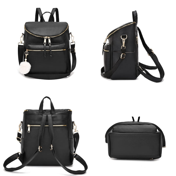 Women Fashion Backpack Purse Large Designer Travel Bag Ladies Shoulder Bags with Pompom, Backpack for College Work - Total Trends Fusion