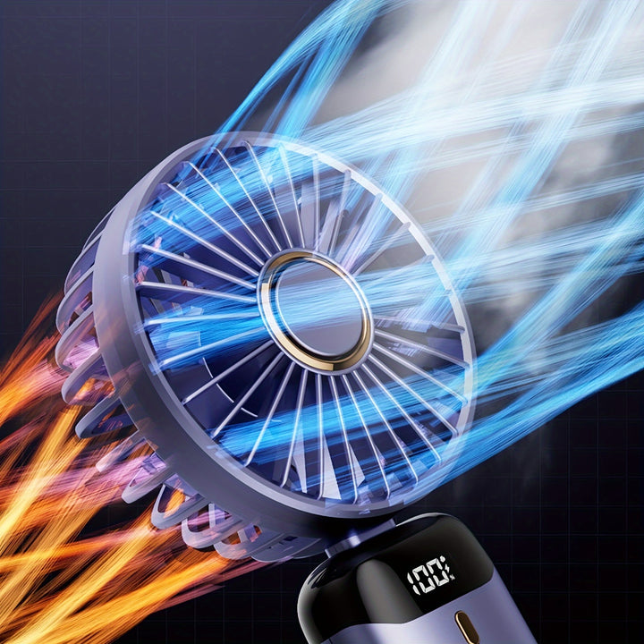 Portable Mini Handheld Fan - 5000mAh USB Rechargeable, Touch Control, 5-Speed Foldable Fan, LED Display, For Home, Office, Outdoor Hand Held/Desk/Neck Fan 3 In 1 Mini Fan With Base