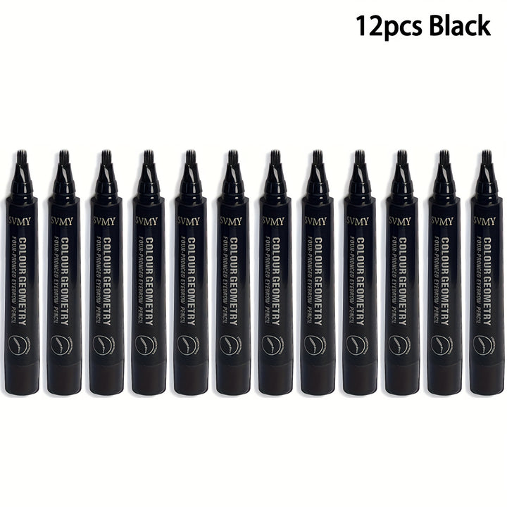 12pcs Quad Eyebrow Pen Set Waterproof Eyebrow Pen, Durable and Colorless, Exquisite Eyebrow Shape - Total Trends Fusion