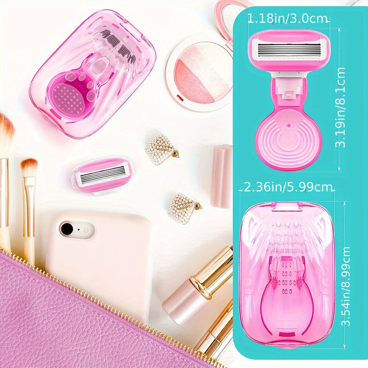 Mini Razors For Women, Extra Smooth On The Go Razor With 1 Handle + 1 Blade Refills + 1 Travel Case, Portable Body Razor For Shaving And Hair Removal - Total Trends Fusion