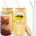 4pcs Glass Cups With Lids And Straws, 16OZ Beer Can Shaped Drinking Glasses Set, Iced Coffee Cup, Glass Tumbler With 1 Cleaning Brush, Ideal For Cocktail, Whiskey, Tea - Total Trends Fusion