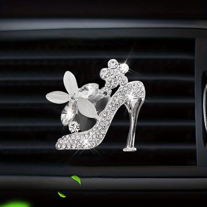 Bling High Heel Car Vent Clip - Crystal & Rhinestone Fashion Shoe Decor with Scented Gel Pad, Cute Auto Interior Accessory - Total Trends Fusion