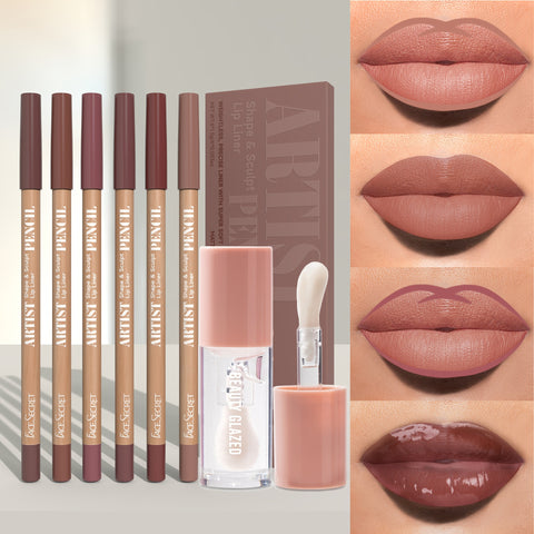 "6pcs Velvet Matte Lip Liner & Lip Oil Set | Long-Lasting, Nourishing Formula"