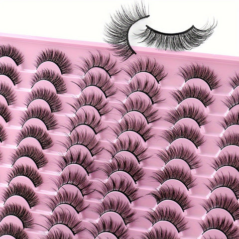 30 Pairs of Luxurious Wispy Lashes - Natural 3D/4D Volume, Fluffy, Soft, Lightweight, Reusable, Easy to Apply Fake Eyelashes Pack for Makeup - Synthetic, 8mm-14mm Length, Versatile 3 Styles - Total Trends Fusion
