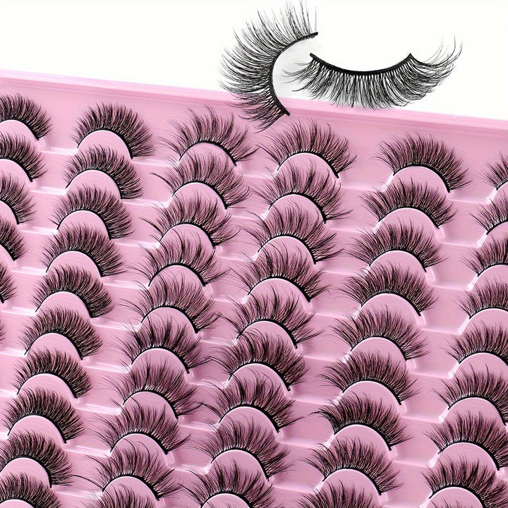 30 Pairs of Luxurious Wispy Lashes - Natural 3D/4D Volume, Fluffy, Soft, Lightweight, Reusable, Easy to Apply Fake Eyelashes Pack for Makeup - Synthetic, 8mm-14mm Length, Versatile 3 Styles - Total Trends Fusion