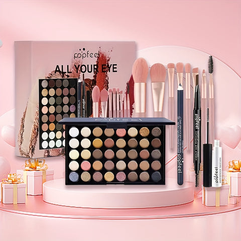 40-color Christmas Eye Shadow Palette Makeup Set Tools Mascara Eye Shadow Brush Eyeliner Eyebrow Pencil Combination Set Beginner Makeup Tools Valentine's Day Christmas Gift Winter Makeup