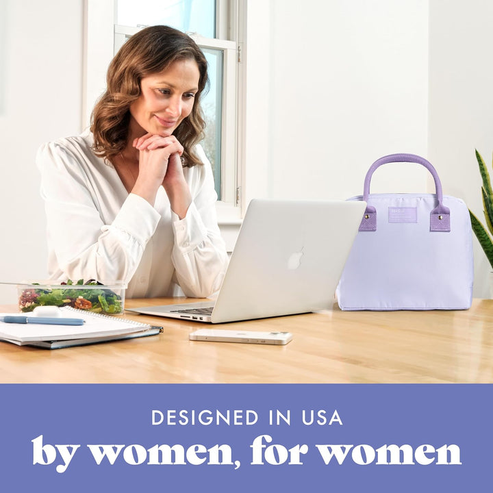 Lunch Bag for Women, Insulated Womens Lunch Bag for Work, Leakproof & Stain-Resistant Large Lunch Box for Women with Containers, Zipper Closure Bloomington Lunch Bag, Lavender Scallop