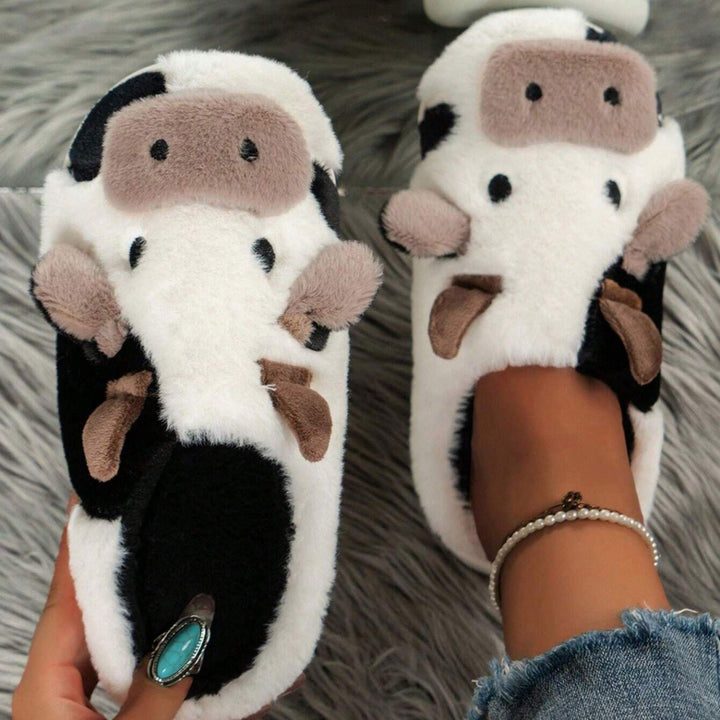 Women's Fashion Cow Style Slippers Fall And Winter Leisure Warm Home Non-slip Slippers christmas gifts for women