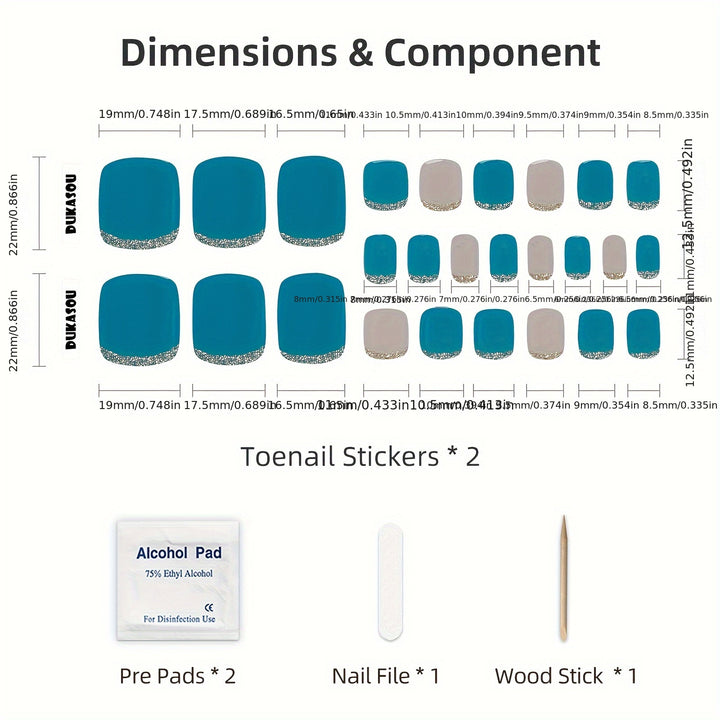 Semi Cured Gel Pedicure Strips, Works With Any UV Nail Lamps, Salon-Quality, Long Lasting, Easy To Apply & Remove - Includes 2 Prep Pads, Nail File & Wooden Stick - Total Trends Fusion
