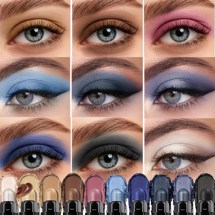 10PCS Cream Eyeshadow Stick Set  Longwear Brightening Eye Makeup Crayons