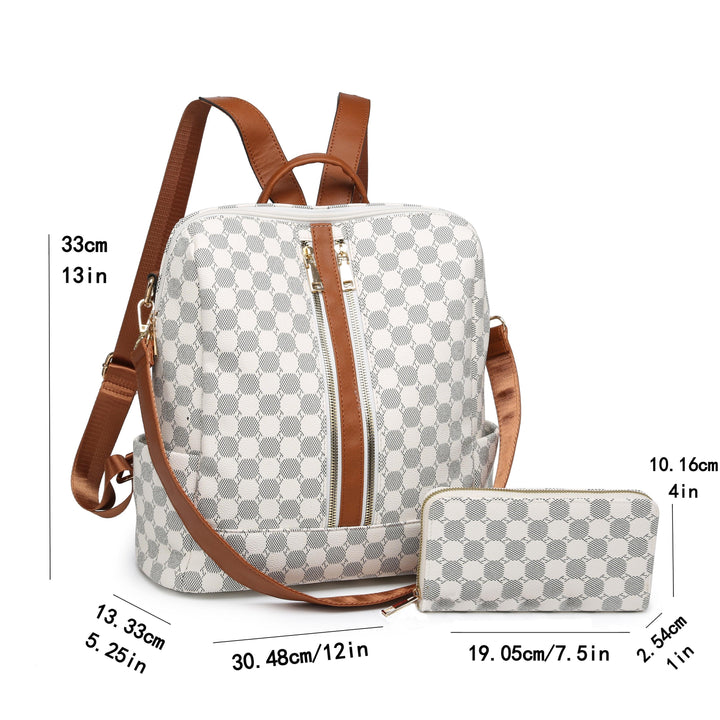 2-piece Wallet And Backpack Set, Printed Large-capacity Portable Backpack For Daily Commuting And Travel - Total Trends Fusion