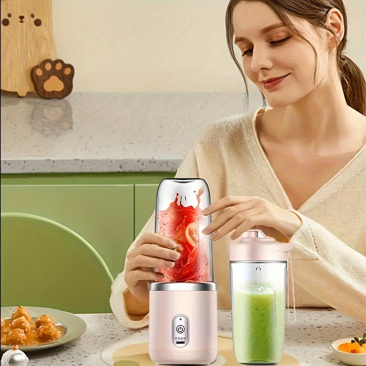 A set of 13.4OZ dual cup portable small rechargeable juice cups for home customization and multifunctional juice cups