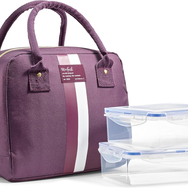 Lunch Bag for Women, Insulated Womens Lunch Bag for Work, Leakproof & Stain-Resistant Large Lunch Box for Women with Containers, Zipper Closure Bloomington Lunch Bag, Lavender Scallop