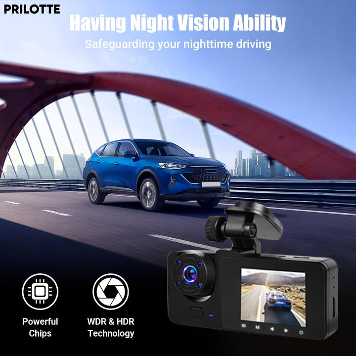 Dash Camera For Cars, 4K Full UHD Car Camera Front Rear With Free 32GB SD Card, Dashcams For Cars With Night Vision, 24 Hours Parking Mode, WDR, G-Sensor, Motion Detection