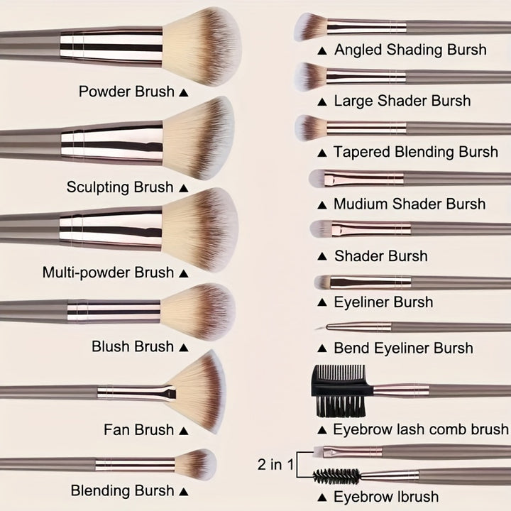 Premium Champagne Golden Makeup Brushes With Travel Portable Case Professional Foundation Blush Eyeshadow Blending Makeup Beauty Tool Christmas Gift Ideal For Women Create Flawless Makeup - Gift Set Mother's Day Gift - Total Trends Fusion